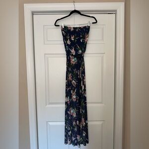 Strapless floral jumpsuit